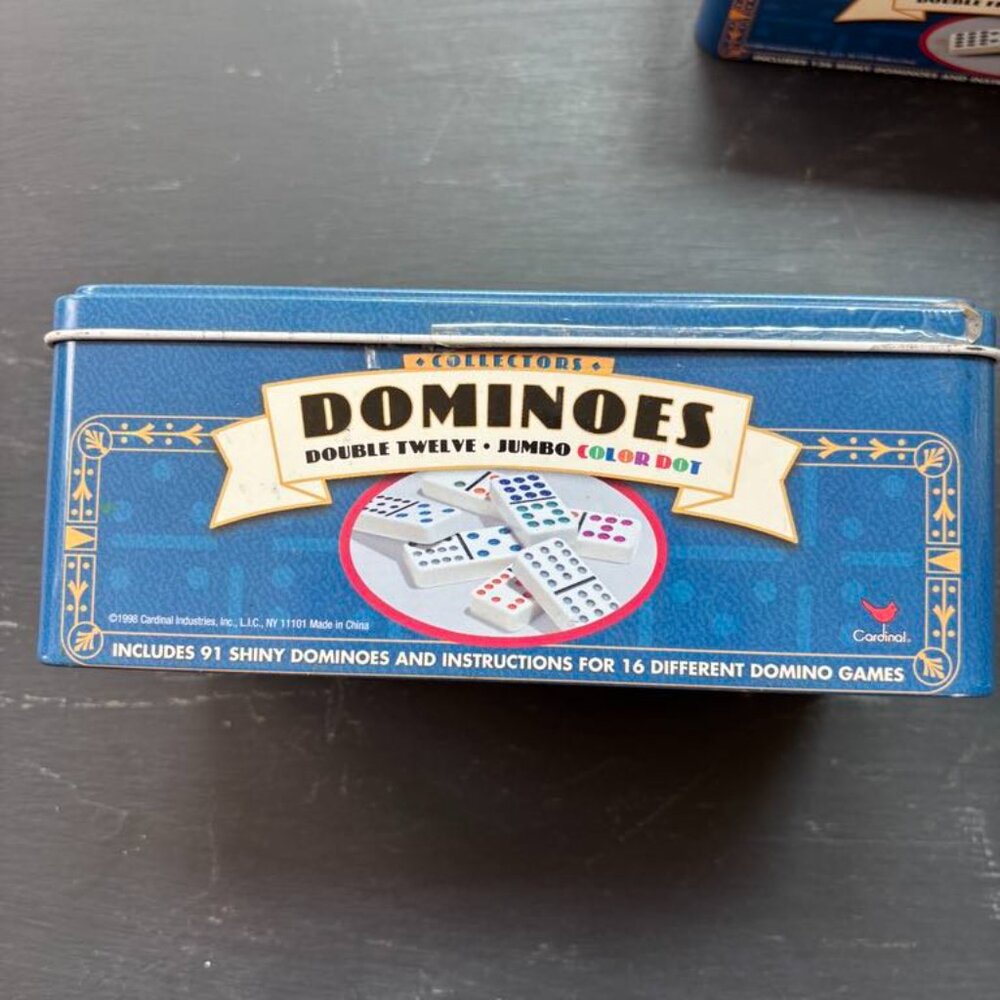 Cardinal Double Fifteen 136 Jumbo Color Dominoes in a collector's tin RARE 1998 - Picture 2 of 4